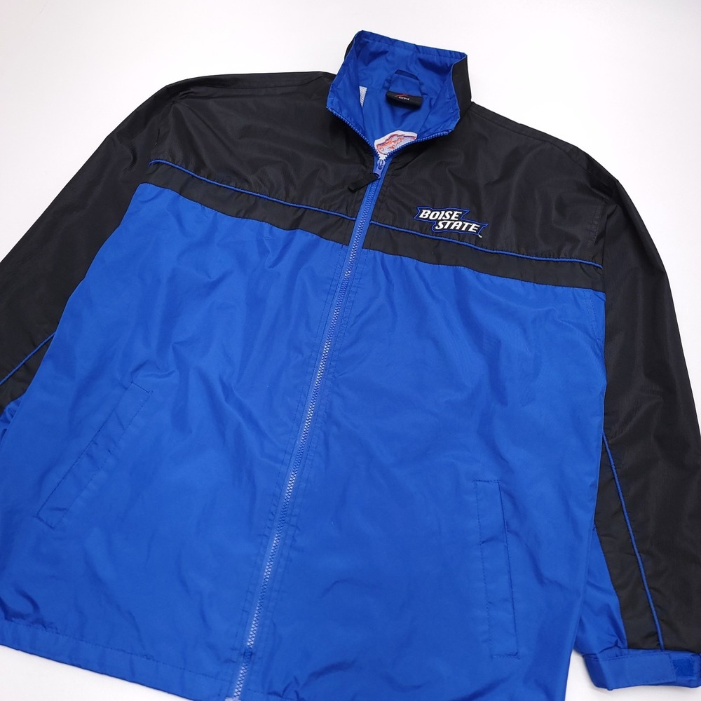 Boise State University Broncos Jacket Mens XL Embroidered Blue Windbreaker Coat